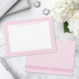 Cartão De Notas Xadrezinho Rosa Personalizado