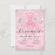 Xeque de Prata Rosa Cinza Glitter Quinceanera