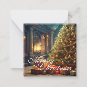 Cartão De Notas Xmas Motif com presentes na árvore de Natal