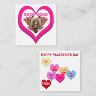 Cartão De Notas XOXO Pretty Pony Conversation Hearts do Dia dos Na