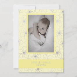 Cartão De Notas Yellow Wildflowers Silver Photo Naming Ceremony