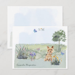 Cartão De Notas Yorkshire Terrier Butterfly Meadow Monographic Nom