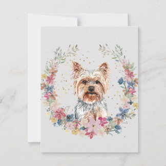 Cartão De Notas Yorkshire Terrier Dog Spring Flowers Monograma