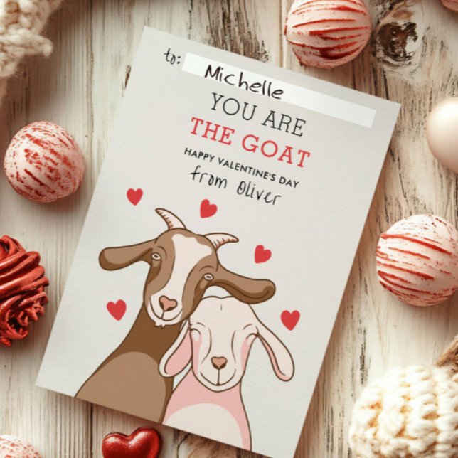 Cartão De Notas You Are GOAT Pun FUNNY KID classroom valentines (Criador carregado)