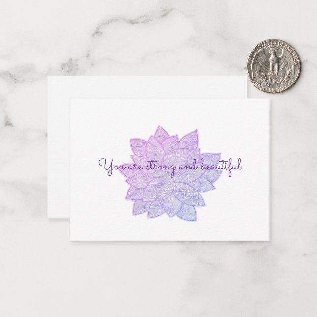 Cartão De Notas You are strong and beautiful: Floral Affirmation (Frente/Verso In Situ)