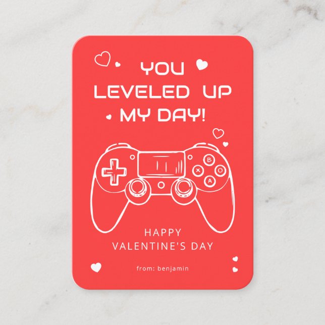 Cartão De Notas You Leveled Up My Day Gamer Valentine (Frente)