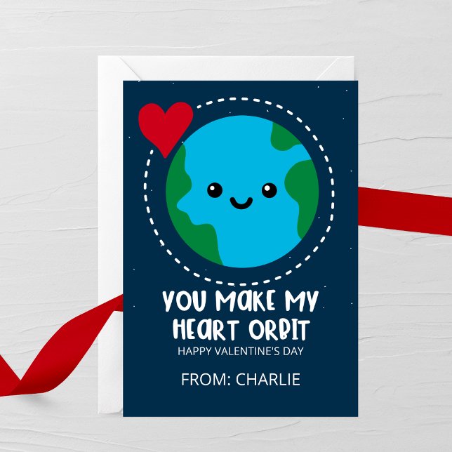 Cartão De Notas You Make My Heart Orbit Valentine's Day Card (Criador carregado)