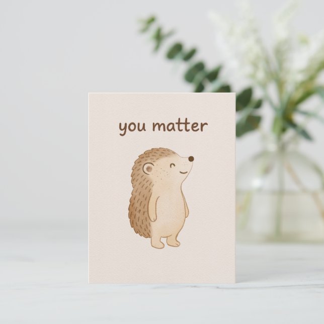 Cartão De Notas You Matter Hedgehog Flat Note Card (Em pé/Frente)