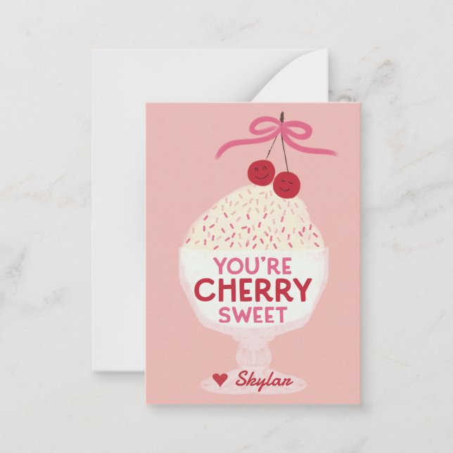 Cartão De Notas You’re Cherry Sweet Classroom Valentines Card (Frente)