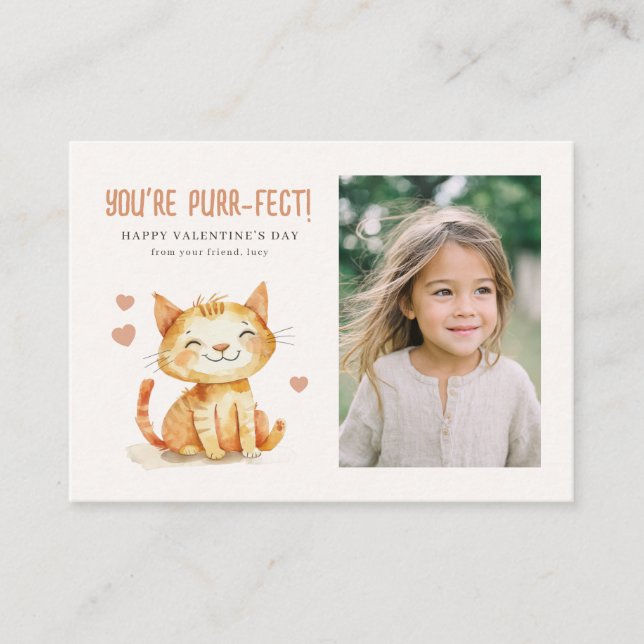 Cartão De Notas You’re Purr-fect Kids Classroom Valentine Photo (Frente)
