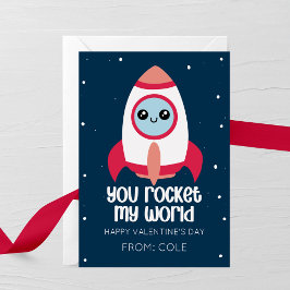 Cartão De Notas You Rocket My World Kids Valentine’s Day Card