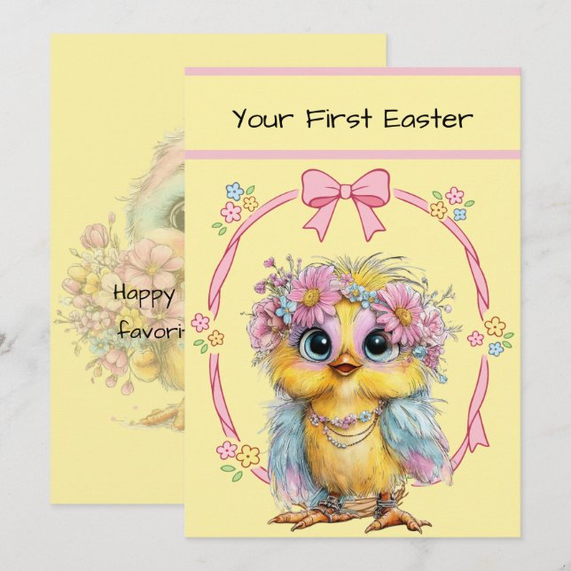 Cartão De Notas Your First Easter Flat Note Card (Frente/Verso)