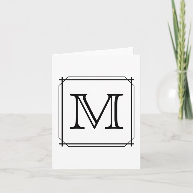 Cartão De Notas Your Letter. Custom Monogram. Black and White (Frente)