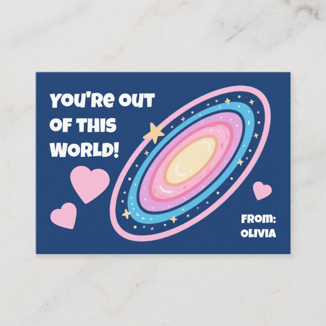 Cartão De Notas You're Out of This WORLD Kids Valentine's (Frente)