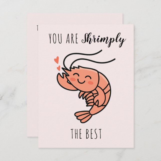 Cartão De Notas You're Shrimply The Best Cute Kids Valentine's Day (Frente/Verso)