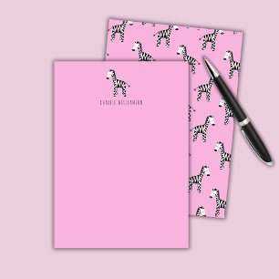 Cartão De Notas Zebra rosa