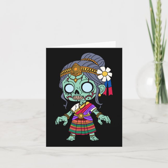 Cartão De Notas Zombie cambojano bonito (Frente)