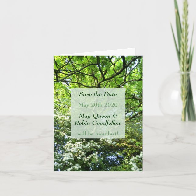 Cartão de Notificação de Casamento Hawthorn & Oak  (Frente)