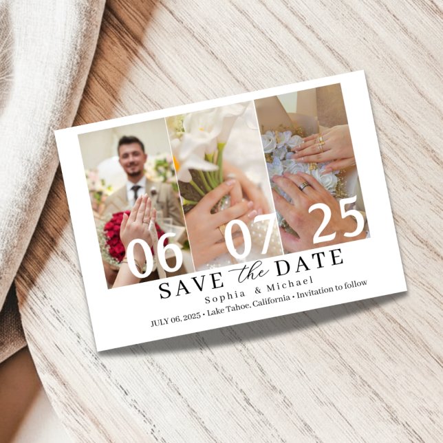 Cartão de Notificação de Data de Casamento com Col (Criador carregado)