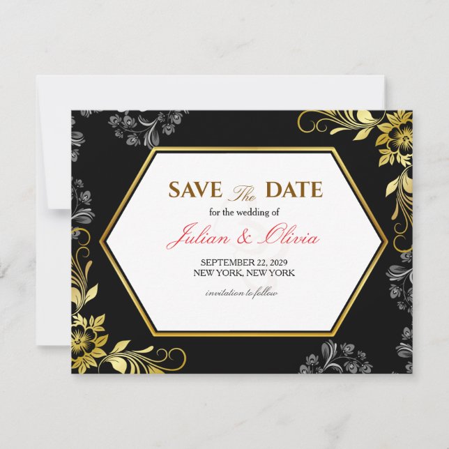 Cartão de Notificação de Data de Casamento em Pret (Frente)