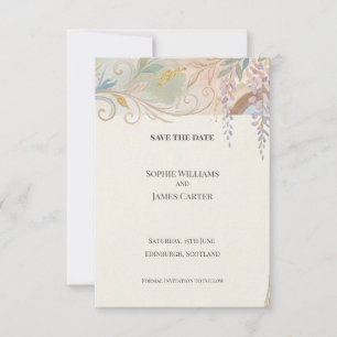 Cartão de Notificação de Data de Casamento Pastel