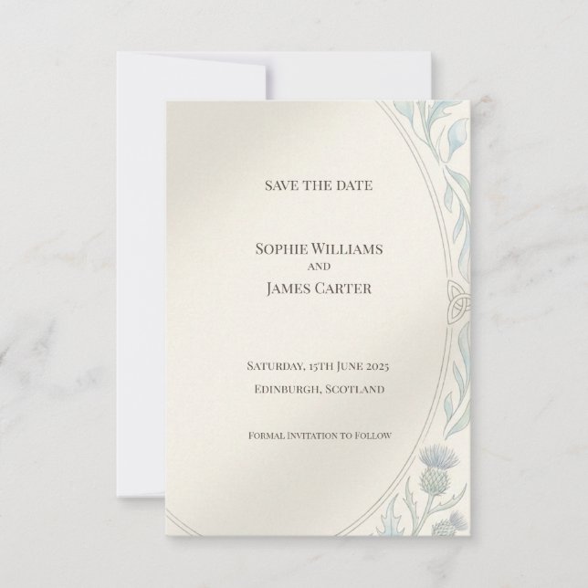 Cartão de Notificação de Data de Casamento Sage Hi (Frente)