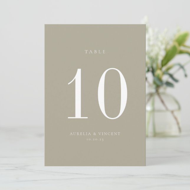 Cartão de Numeração de Mesa de Casamento Verde Ter (Em pé/Frente)