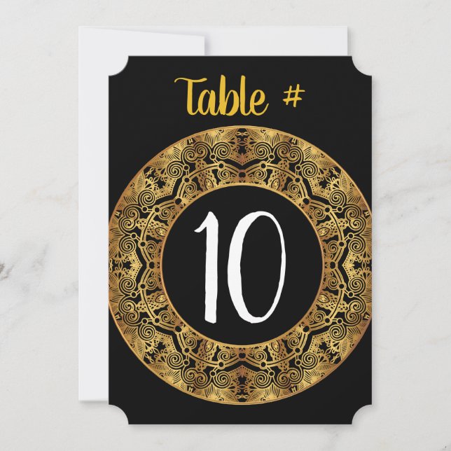 Cartão de Número da Mesa Bat Mitzvah Dourado (Frente)