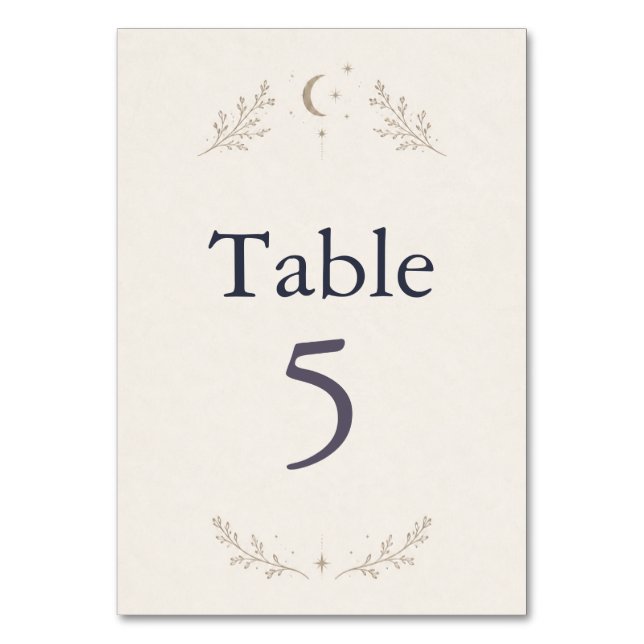 Cartão de Número da Mesa de Casamento Celestial (Frente)