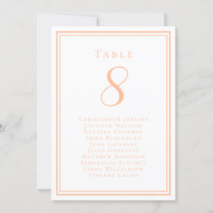 Cartão de Número da Mesa de Casamento com Lista de
