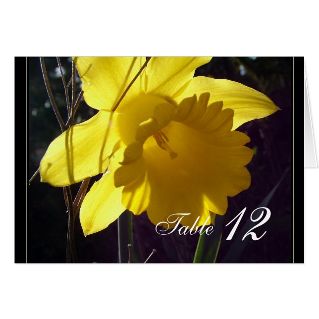 Cartão de número da mesa de janto de flor amarela. (Frente horizontal)