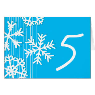 Cartão de Número da Mesa de Natal Blue Snowflakes