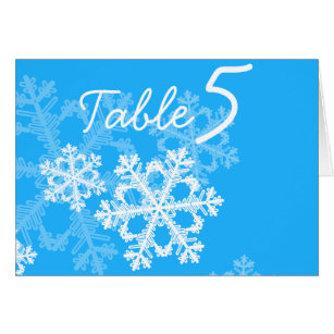 Cartão de Número da Mesa de Natal Blue Snowflakes