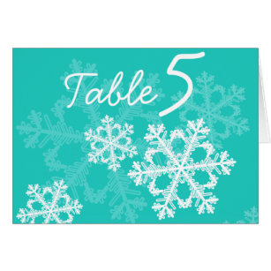 Cartão de Número da Mesa de Natal Turquoise Snowfl
