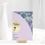 Cartão de Número da Tabela Casada Roxo-Lua Whimsic<br><div class="desc">Esta carta de número de mesa de casamento roxa da lua branca é perfeita para o seu casamento de conto de fadas. Esta design apresenta uma caligrafia simples preta com duas lavandas tontas e fundo roxo com a lua, flores e samambaias para combinar com o seu casamento de luxo moderno...</div>
