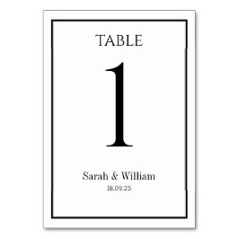 Cartão de Número da Tabela de Casamento Branco e P