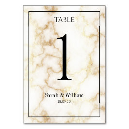 Cartão de Número da Tabela de Casamento de Marble 