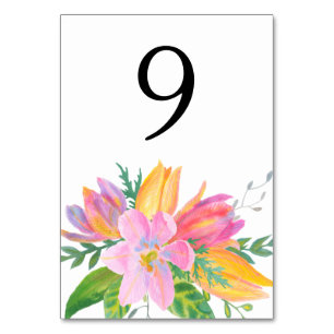 Cartão de Número da Tabela de Casamento de Tulip