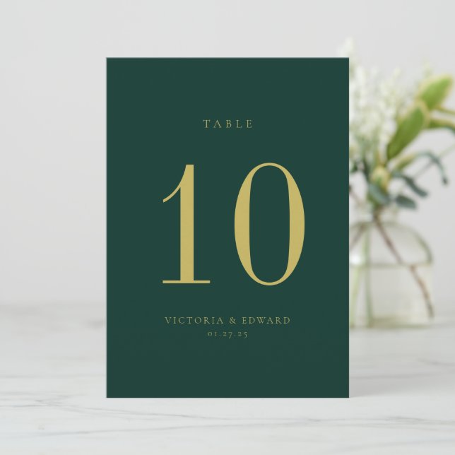 Cartão de Número da Tabela de Casamento Emerald Do (Em pé/Frente)