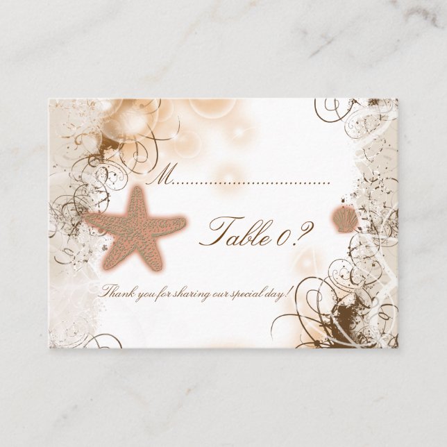 Cartão de número da tabela de entrega do tema Prai (Frente)