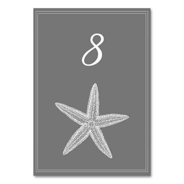 Cartão de Número da Tabela de Peixe-Estrelas cinza (Frente)