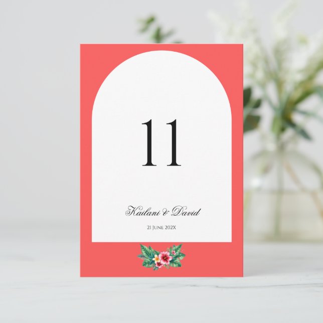 Cartão de número da tabela do tema do casamento fl (Em pé/Frente)