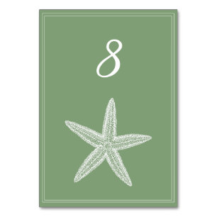 Cartão de Número da Tabela Moss Green Starfish