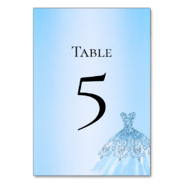 Cartão de Número de Mesa Azul Quinceanera