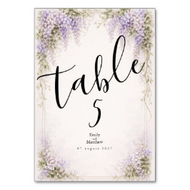 Cartão de Número de Mesa Casamento Wisteria Regenc
