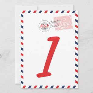 Cartão de Número de Mesa Coleção Postal Serviço Ve
