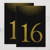 Cartão de Número de Mesa com Brilho Dourado Falso