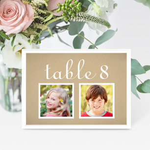 Cartão de Número de Mesa com Foto Infantil Rustic