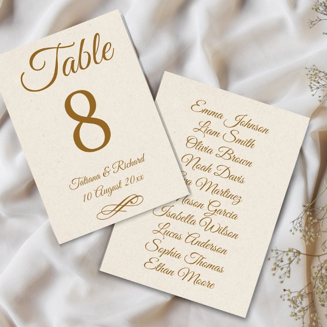 Cartão de Número de Mesa com Letra Dourada Elegant (elegant gold script wedding table number card)