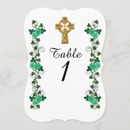 cartão de número de mesa Cruz Celta Irlandesa